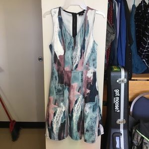 Zip Up Abstract Pastel Dress